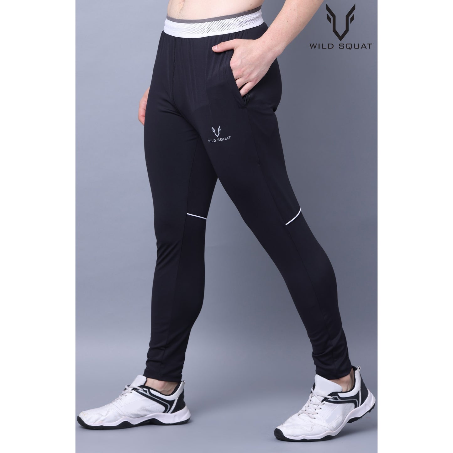 Draw Cord Elastic Plain Lycra Track - Black