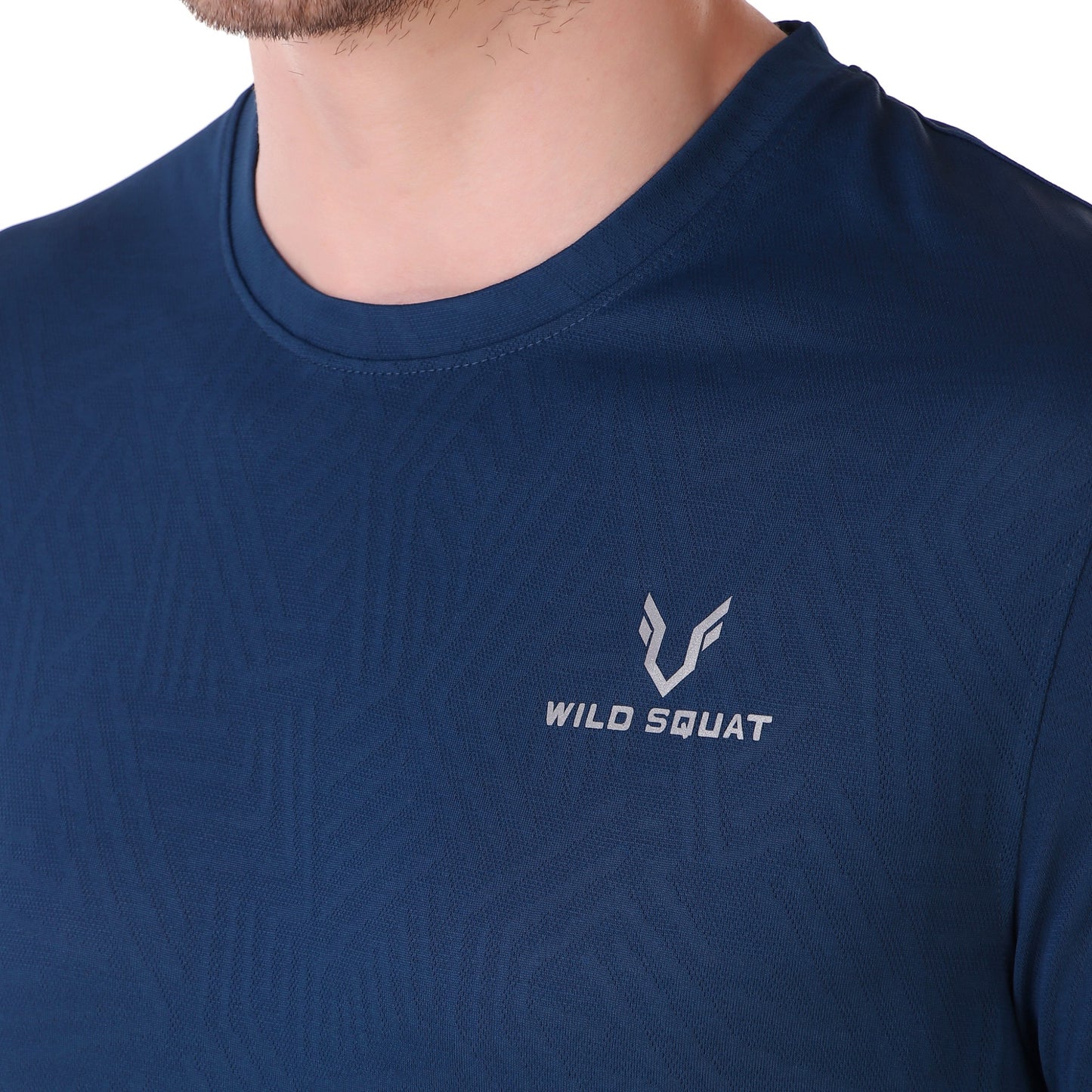 Breathable Jacquard T-Shirt - Navy