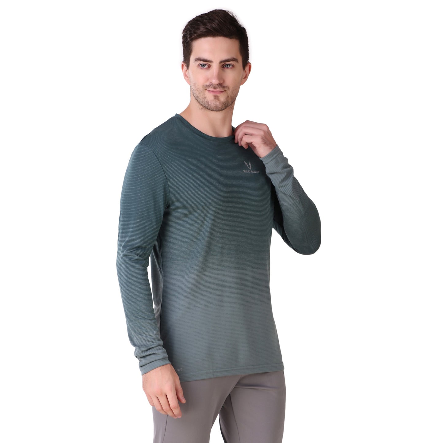 Full Sleeve Jacquard T-Shirt - Grey