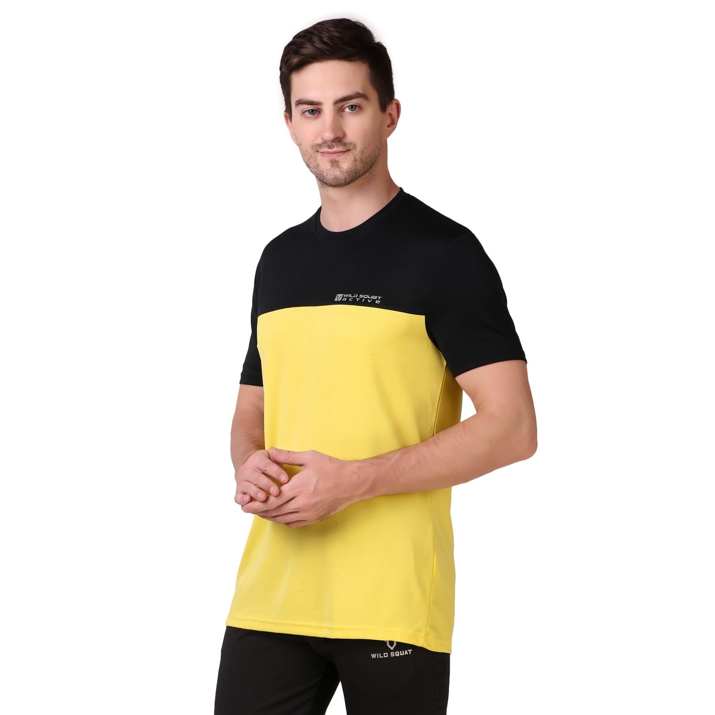 Half & Half Dot Knit T-Shirt - Yellow