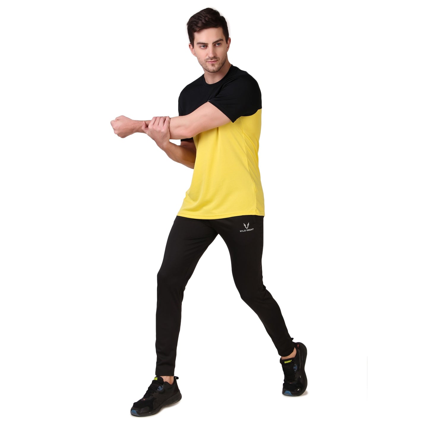 Half & Half Dot Knit T-Shirt - Yellow
