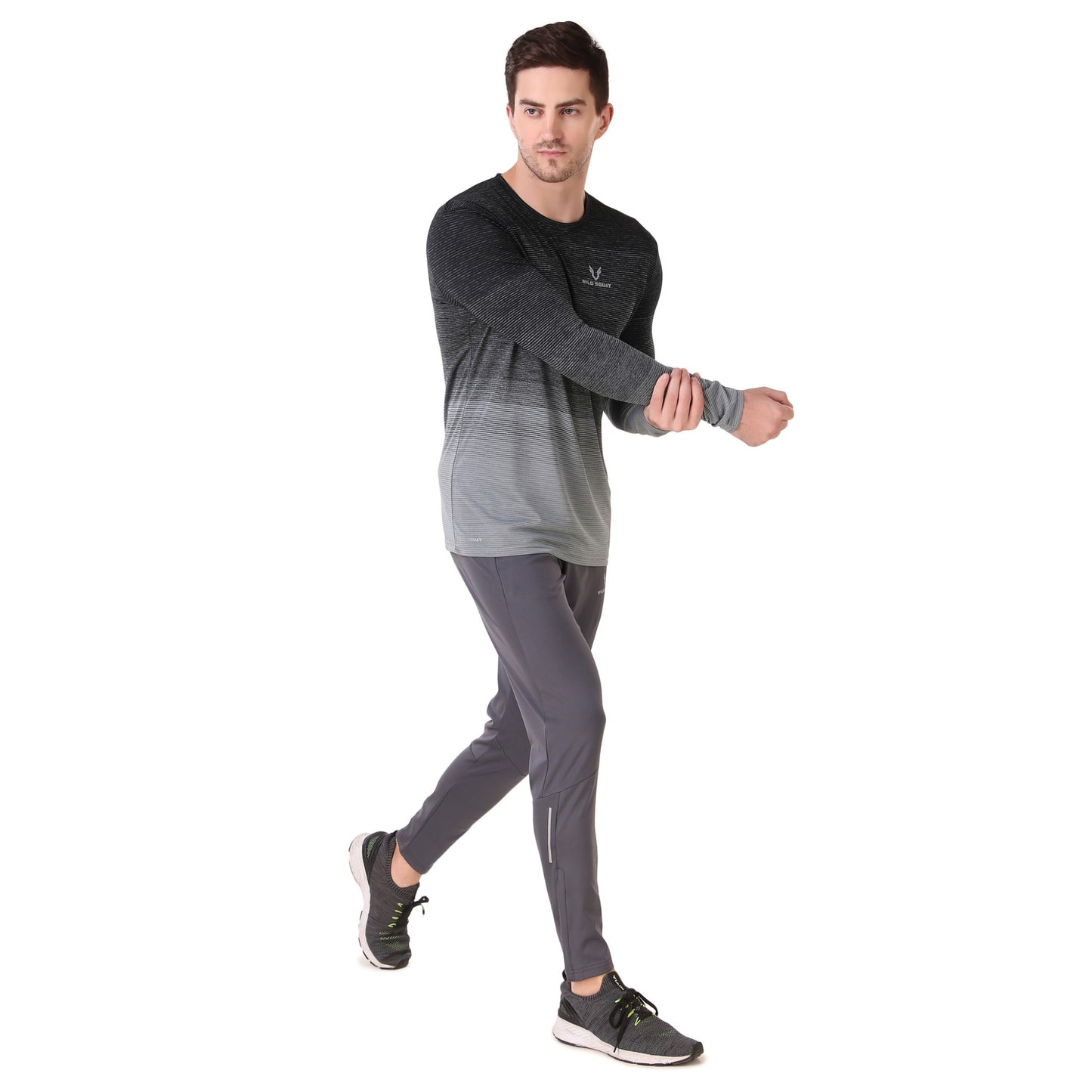 Full Sleeve Jacquard T-Shirt - Black