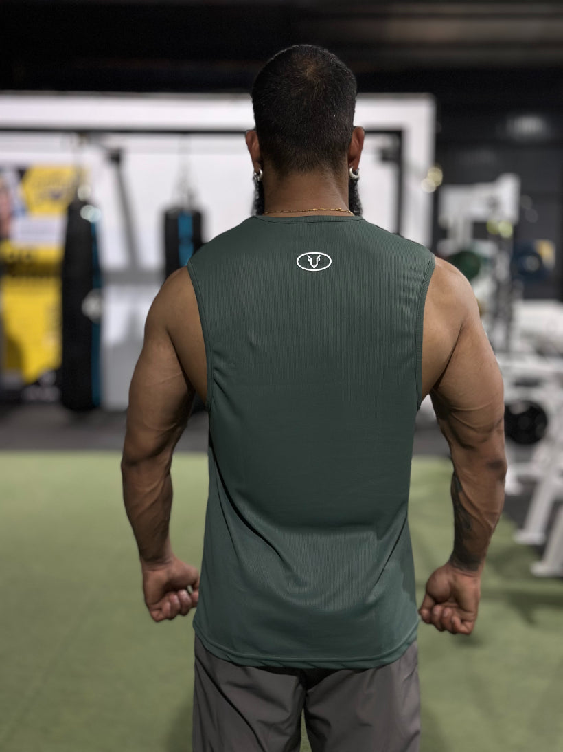 Pro-Fit Sleeveless Gym Tee - Olive Green