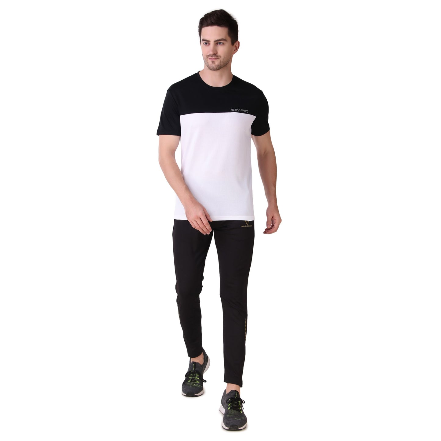 Half & Half Dot Knit T-Shirt - White