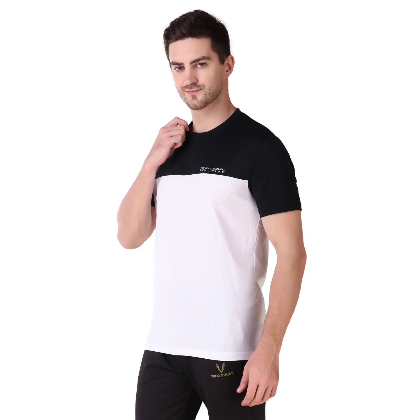 Half & Half Dot Knit T-Shirt - White