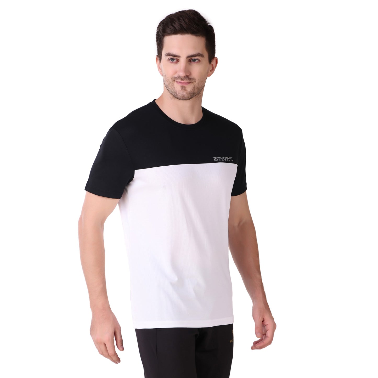 Half & Half Dot Knit T-Shirt - White