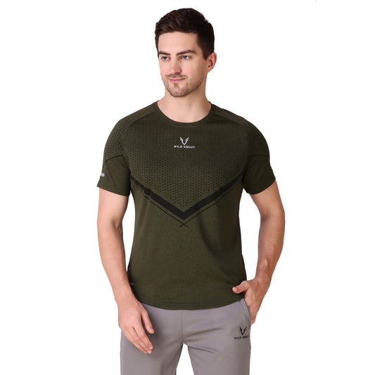 Partly Sublimated Dual Tone T-Shirts - Olive Green