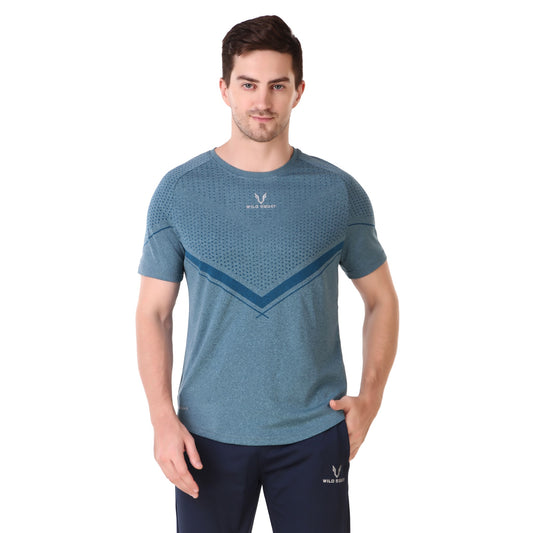 Partly Sublimated Dual Tone T-Shirts - Sea Blue