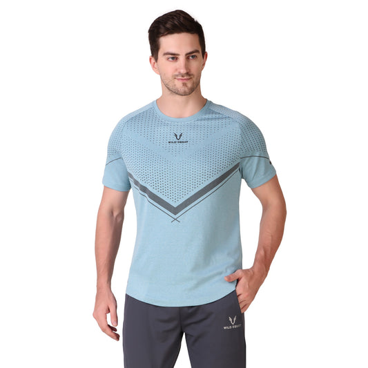 Partly Sublimated Dual Tone T-Shirts - Sky Blue