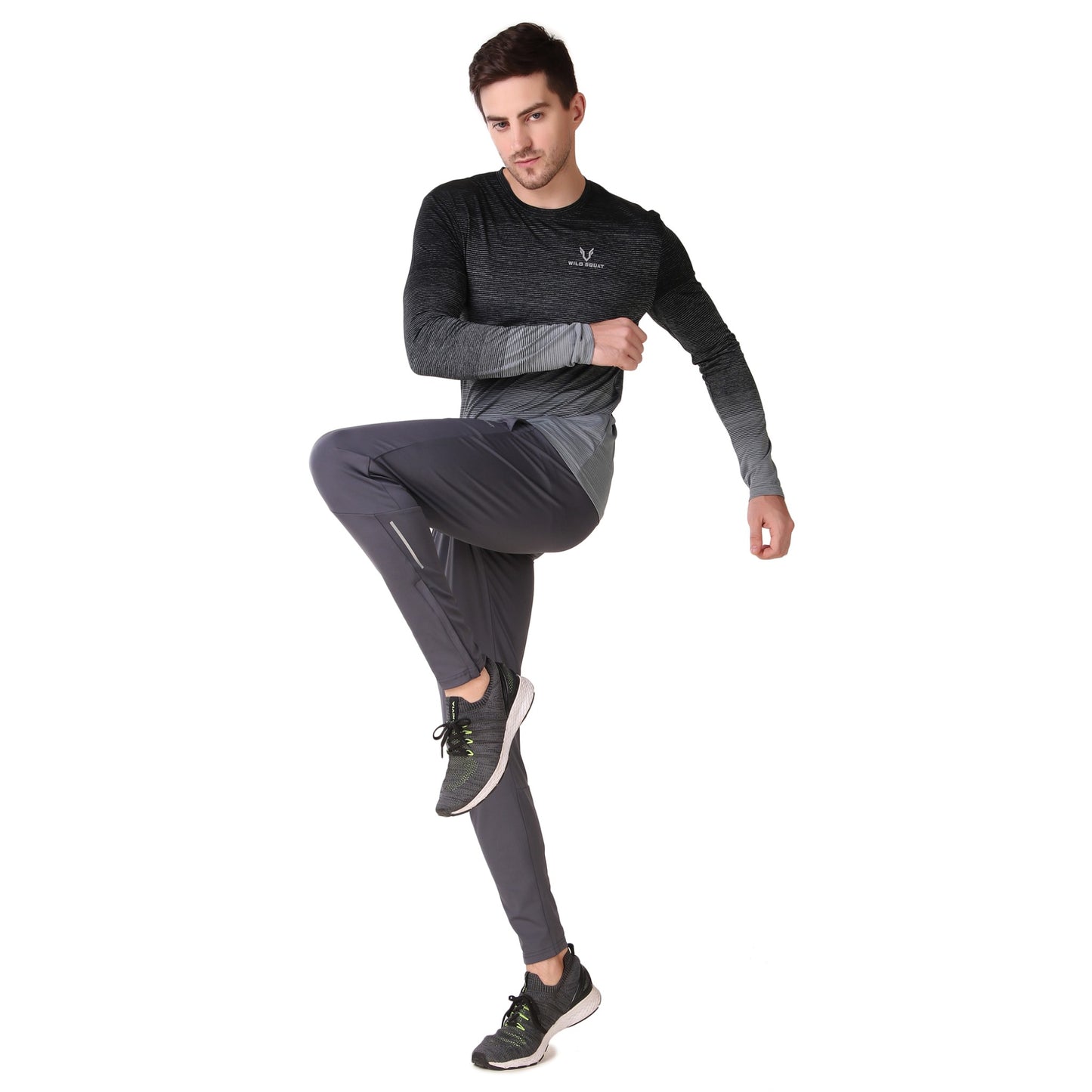 Full Sleeve Jacquard T-Shirt - Black