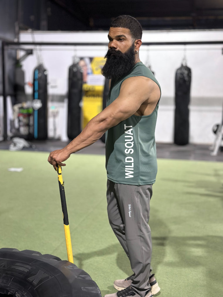 Pro-Fit Sleeveless Gym Tee - Olive Green