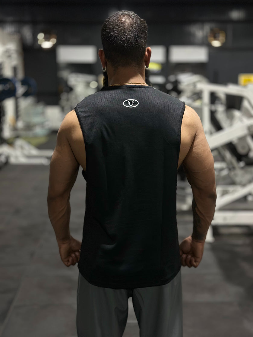 Pro-Fit Sleeveless Gym Tee - Black