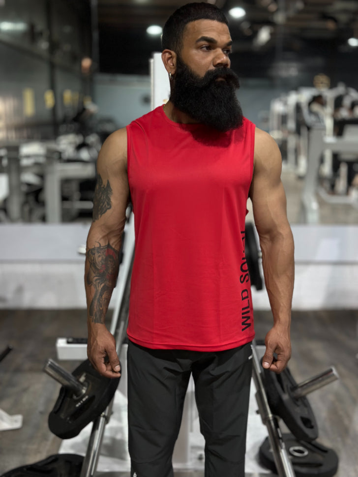 Pro-Fit Sleeveless Gym Tee - Red
