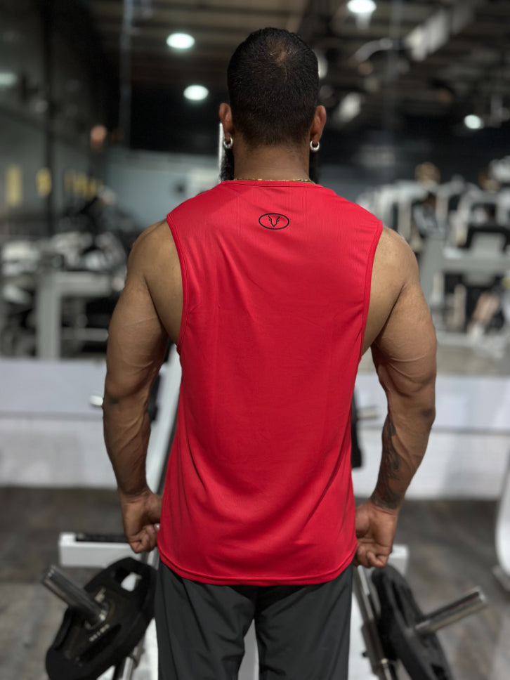 Pro-Fit Sleeveless Gym Tee - Red